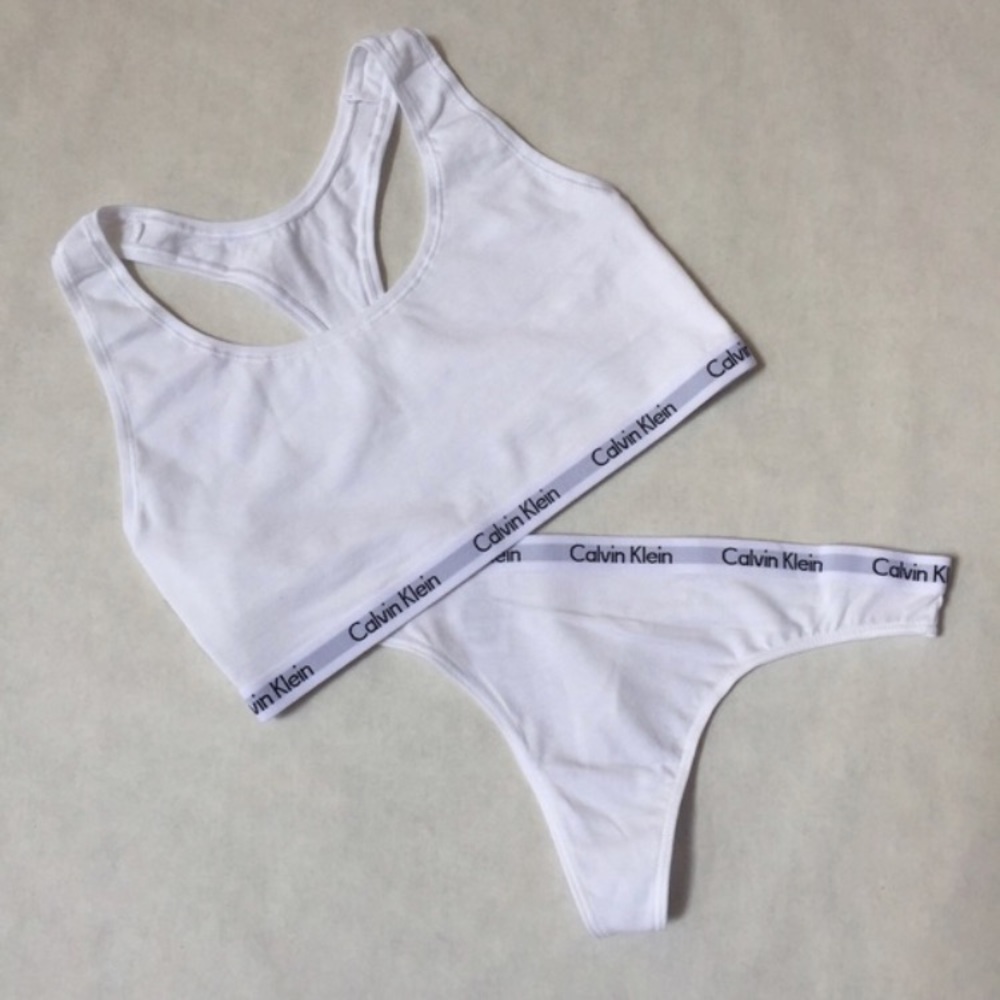 Calvin Klein White Bralette and Thong Set